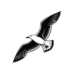 Soaring Bird Silhouette with Outstretched Wings – Minimal Vector Art