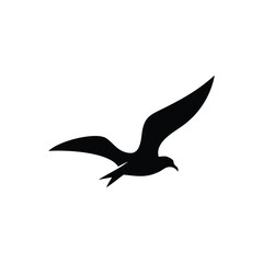 Fototapeta premium Soaring Bird Silhouette with Outstretched Wings – Minimal Vector Art