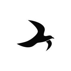 Soaring Bird Silhouette with Outstretched Wings – Minimal Vector Art