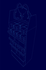 A blue image of a Showcase. Vector illustration