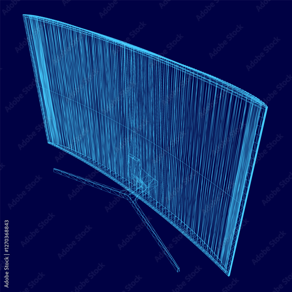 Poster a blue screen with a blue line running through it. the line is very thin and it looks like it is mad
