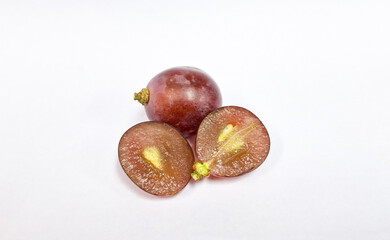 The fruit of grapes with a white background.