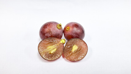 The fruit of grapes with a white background.