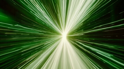 Obraz premium Dynamic green light burst with radial lines