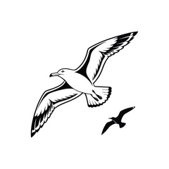 Soaring Bird Silhouette with Outstretched Wings &ndash; Minimal Vector Art