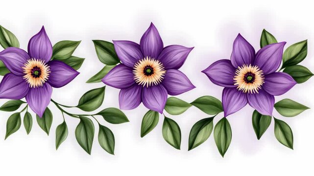 Passionflower Collection with Foliage Isolated on White Background for Botanical Design and Nature-Inspired Art