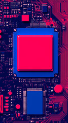 Fototapeta premium Colorful circuit board with red and blue elements