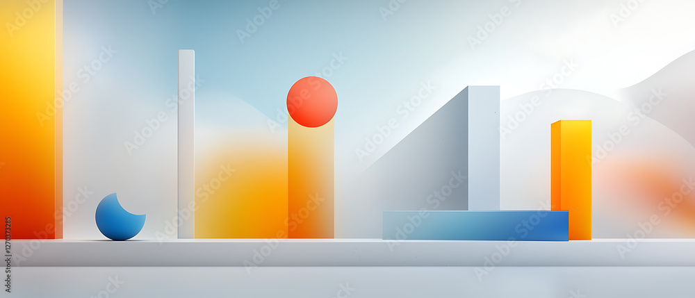 Poster abstract shapes display minimalist studio digital art calm environment artistic perspective creativi