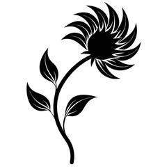 A curving flower stalk silhouette vector illustration