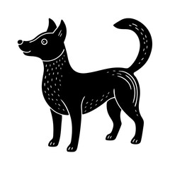 A dog wagging its tail silhouette vector illustration