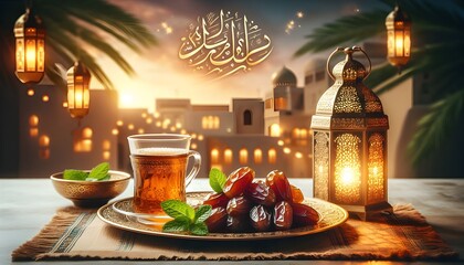 Elegant Ramadan Decoration with Warm Lighting