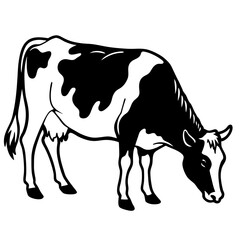 A cow grazing silhouette vector illustration