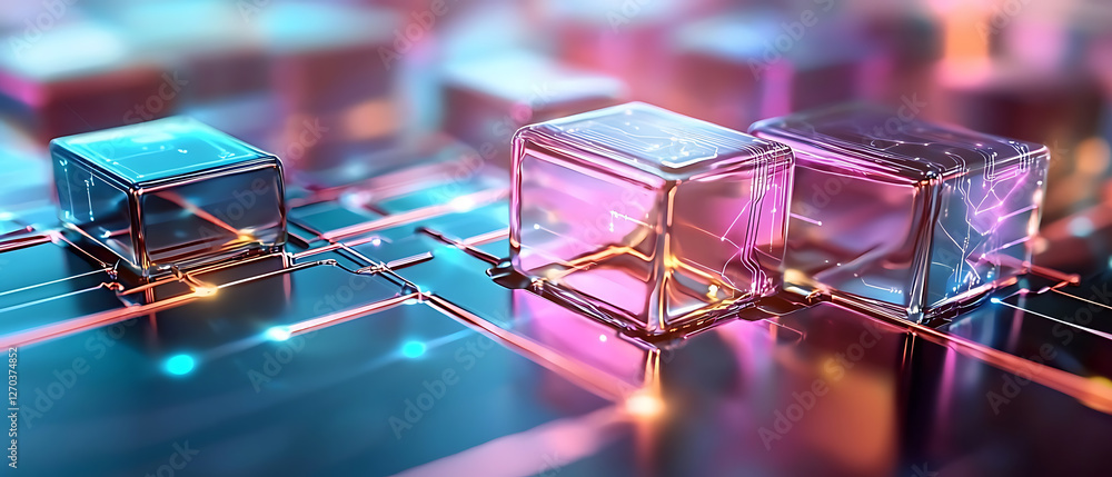Aufkleber innovative digital circuit design modern tech lab graphic illustration futuristic environment close-