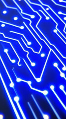 Blue circuit board pattern with glowing lines