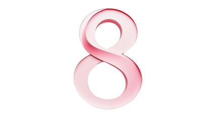 Obraz premium 8 March, International Women's Day, pink eight, close up, created with Generative AI technology, PNG