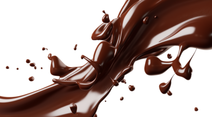 Milk chocolate splashes, isolated on white background, created with Generative AI technology, PNG