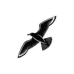 Soaring Bird Silhouette with Outstretched Wings – Minimal Vector Art