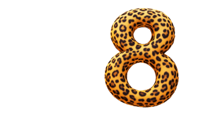 8 March, International Women's Day, figure eight leopard print, with space for text, created with Generative AI technology, PNG