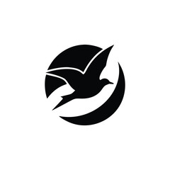 Soaring Bird Silhouette with Outstretched Wings – Minimal Vector Art