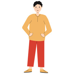 Fototapeta premium Happy Smiling Person Character with Flat Cartoon Design. Vector Illustration