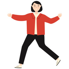 Happy Smiling Person Character with Flat Cartoon Design. Vector Illustration