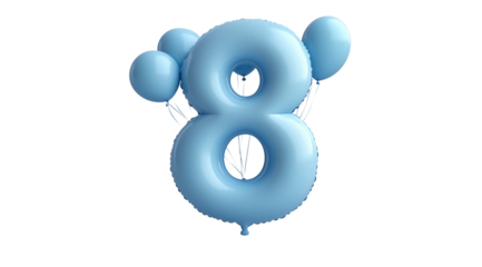 8 March, International Women's Day, blue figure eight balloon, close up, created with Generative AI technology, PNG