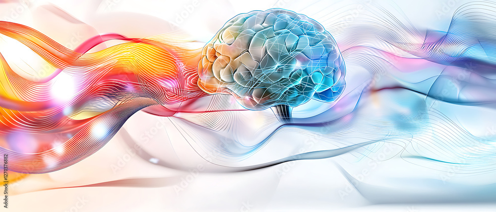 Poster exploring neuroplasticity brain function science lab digital art abstract environment close-up persp