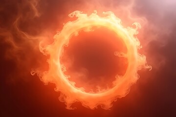 A swirling, fiery orange ring glows against a background of swirling smoke.