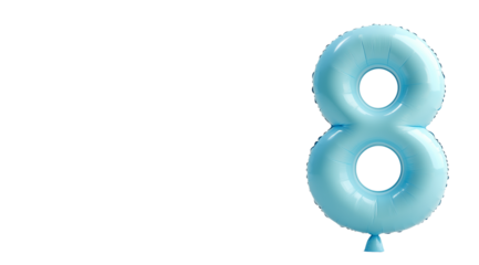 8 March, International Women's Day, blue figure eight balloon, with space for text, created with Generative AI technology, PNG