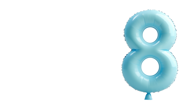 8 March, International Women's Day, blue figure eight balloon, with space for text, created with Generative AI technology, PNG