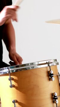 Drummer playing his drum kit