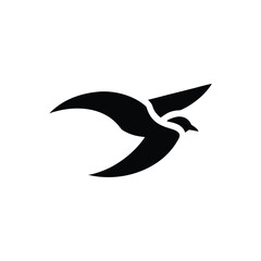 Soaring Bird Silhouette with Outstretched Wings – Minimal Vector Art