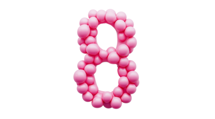 8 March, International Women's Day, pink decorated figure eight, close up, created with Generative AI technology, PNG