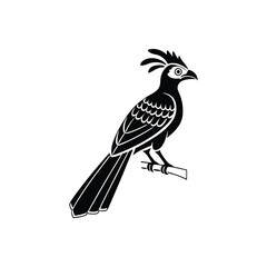 Black Silhouette of Crested Bird – Exotic Songbird Vector Illustration