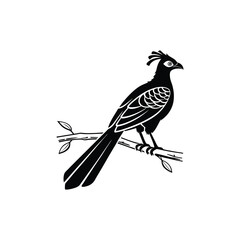 Black Silhouette of Crested Bird – Exotic Songbird Vector Illustration