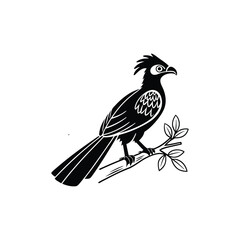 Black Silhouette of Crested Bird – Exotic Songbird Vector Illustration