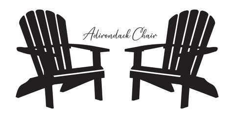 Simple Adirondack Chair Silhouette. Adirondack chair icon vector line art design