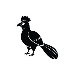 Black Silhouette of Crested Bird – Exotic Songbird Vector Illustration