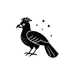 Black Silhouette of Crested Bird – Exotic Songbird Vector Illustration