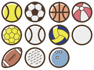 スポーツのボールアイコンセット／ベクターイラスト素材（背景透過）