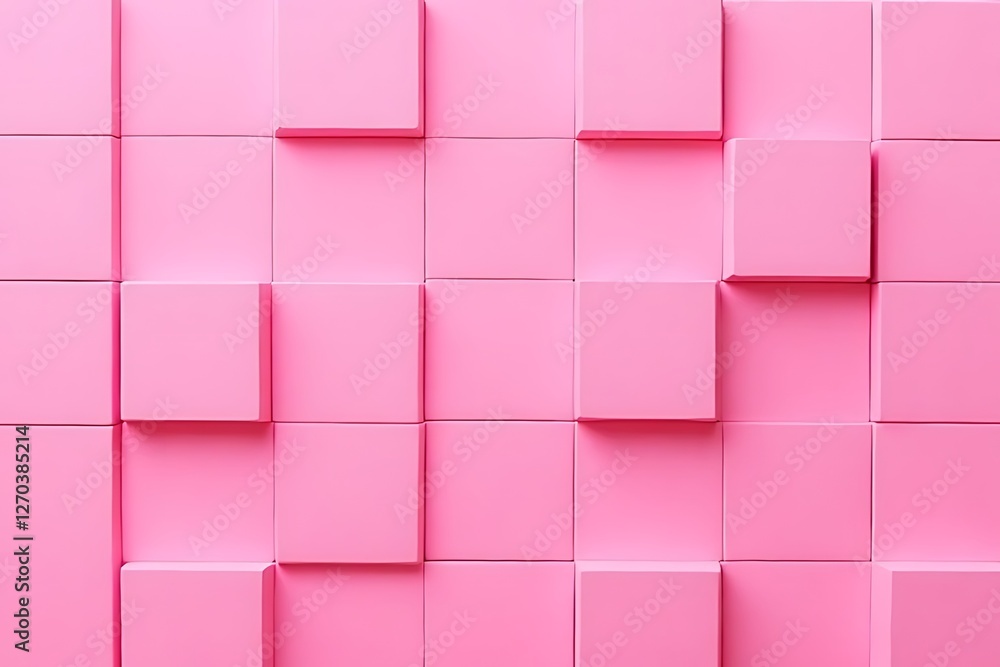 Poster pink cubes create an elevated pattern and textured, three-dimensional backdrop