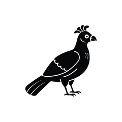 Black Silhouette of Crested Bird – Exotic Songbird Vector Illustration