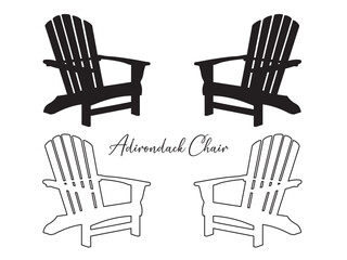 Simple Adirondack Chair Silhouette. Adirondack chair icon vector line art design