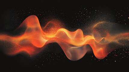 Fiery Orange Wave: Abstract Particle Art with Glowing Texture