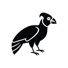 Black Silhouette of Crested Bird – Exotic Songbird Vector Illustration