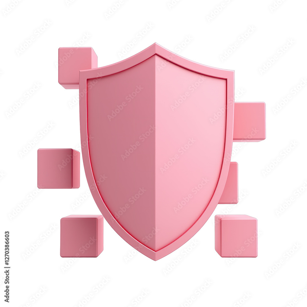 Poster data security concept. a pink shield symbolizing security and protection in digital technology.