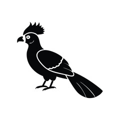 Black Silhouette of Crested Bird – Exotic Songbird Vector Illustration