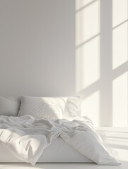  Minimal white bed room generative Ai.

