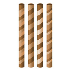 Sweet Crispy Wafer Roll Stick Vector. Striped Wafer Roll Icon.