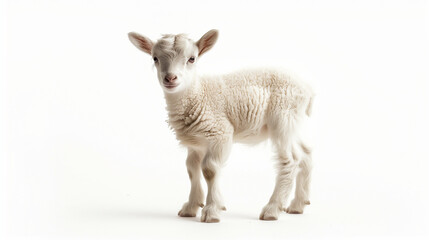 Young Goat stand on white background with clipping path